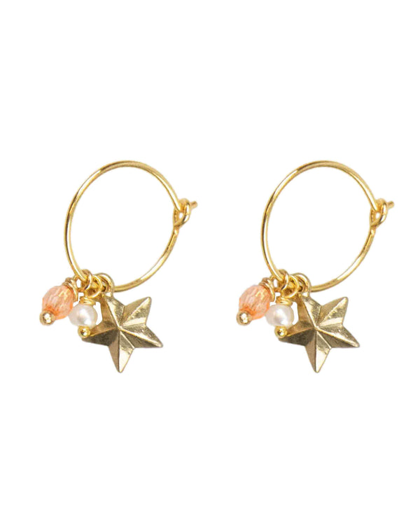 Star with Small Pearl Earrings
