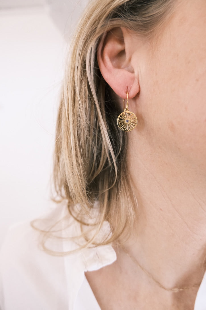 Iolite Gemstone Drop Hook Earrings