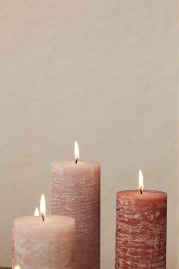 Rustic Pillar Candle Large | Rose