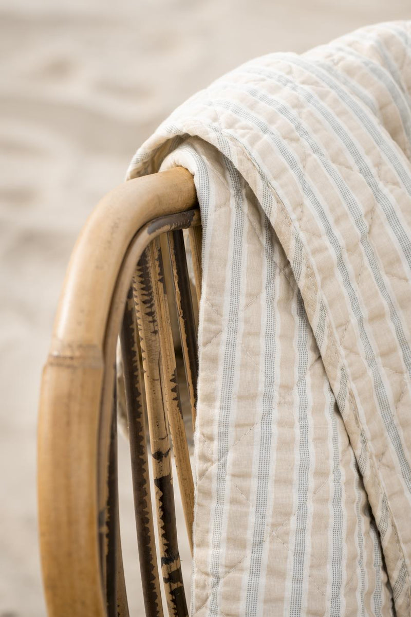 Quilt | Natural with Blue & White Stripes