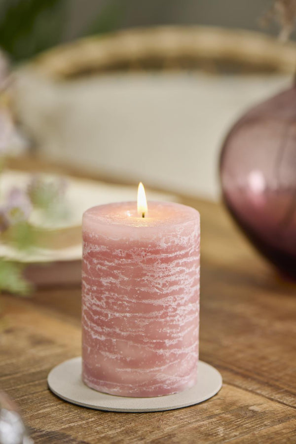 Rustic Pillar Candle Medium | Desert Rose