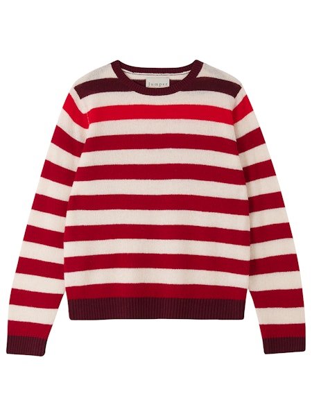 Stripe Cashmere Crew | Reds