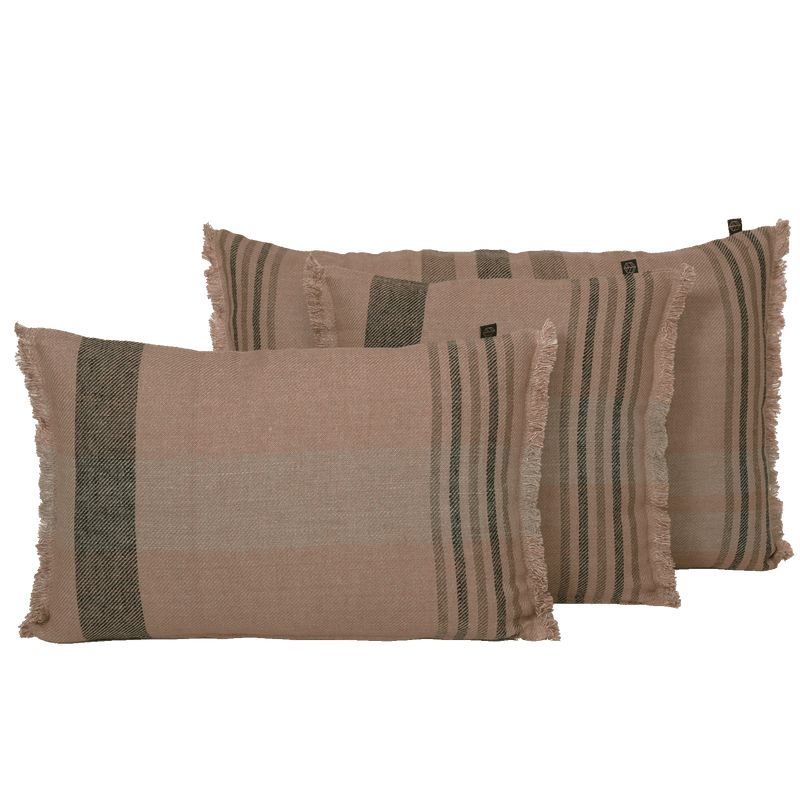 Oblong Linen Cushion | Cinnamon Check