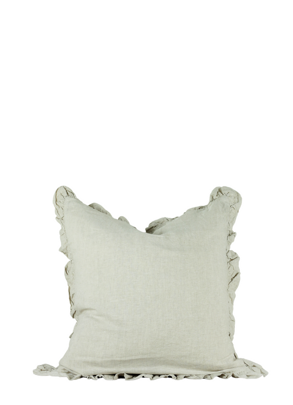 Ruffle Linen Cushion L | Natural
