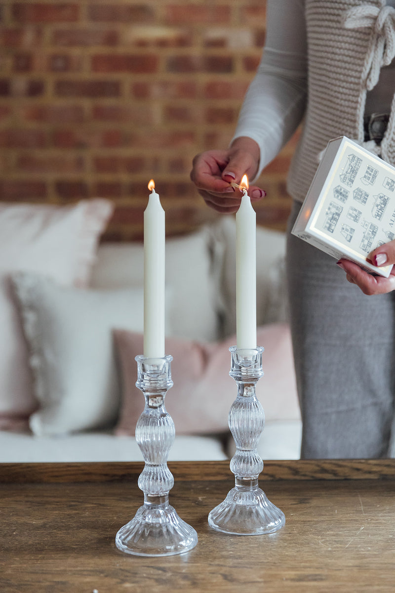 Glass Candlestick L | Clear