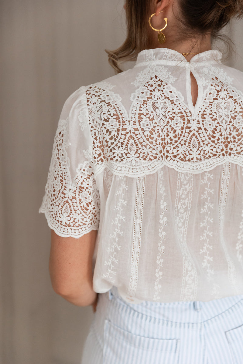 Tara Embroidered Short Sleeve Top