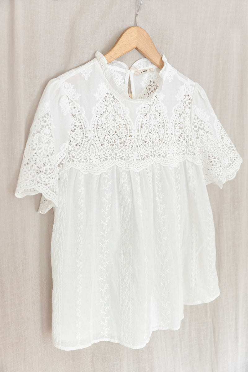 Tara Embroidered Short Sleeve Top