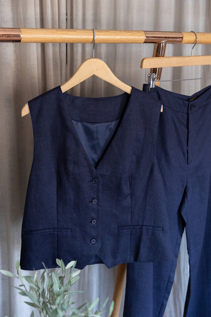 Linen Trousers | Navy