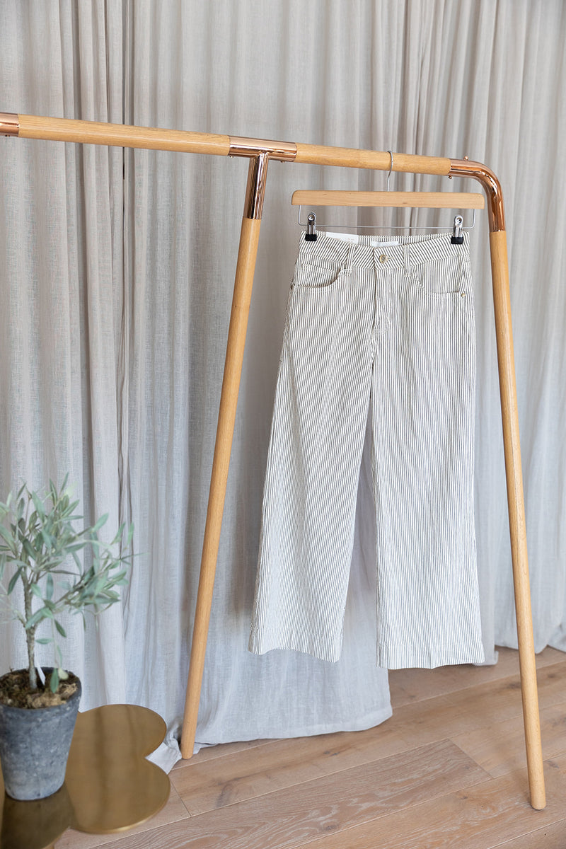 Wendy Cropped Wide Leg Jeans | Taupe Striped