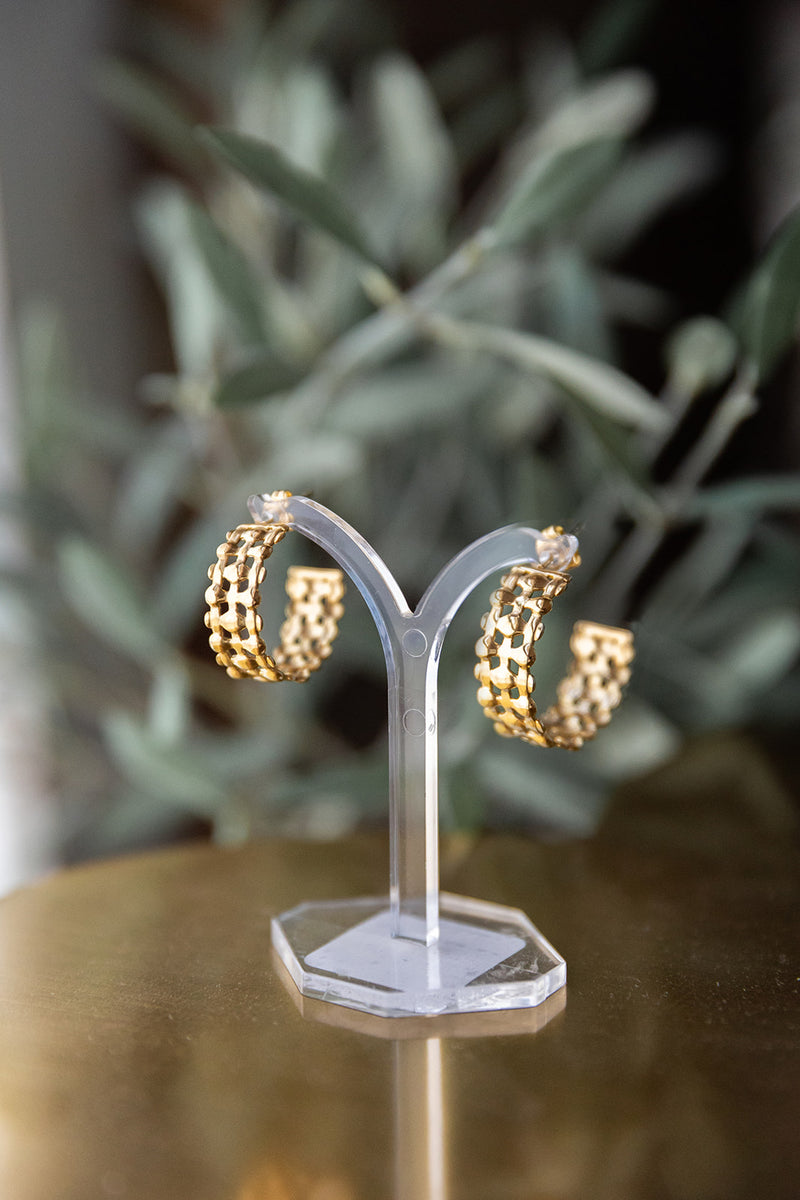Lattice Half Hoop Earrings