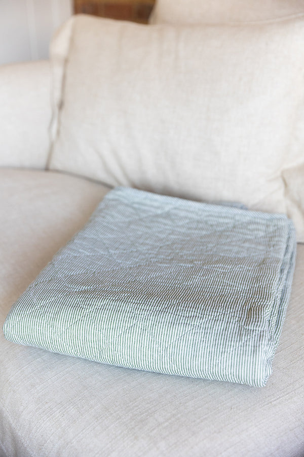 Quilt | Pale Blue/White Stripe