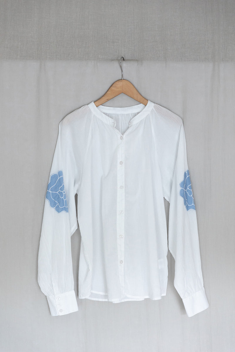 Peony Top | White/Blue
