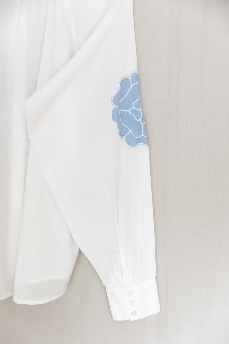Peony Top | White/Blue