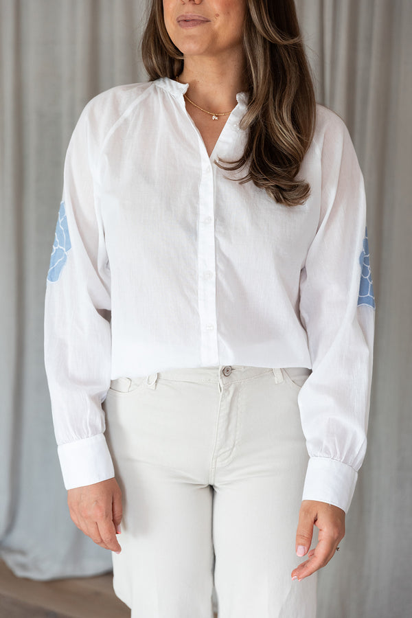 Peony Top | White/Blue
