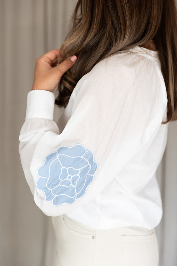 Peony Top | White/Blue