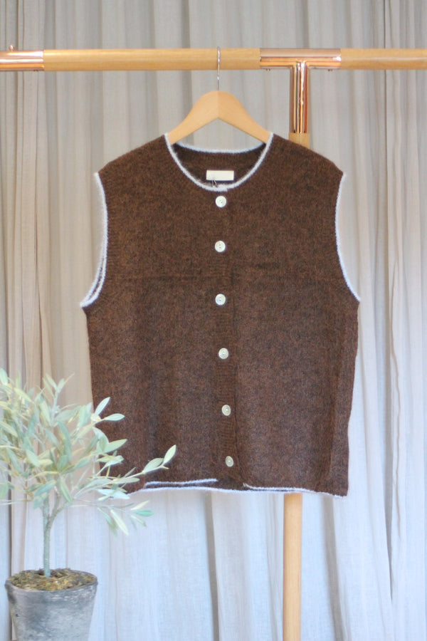 Buttoned Tank | Brown/Blue