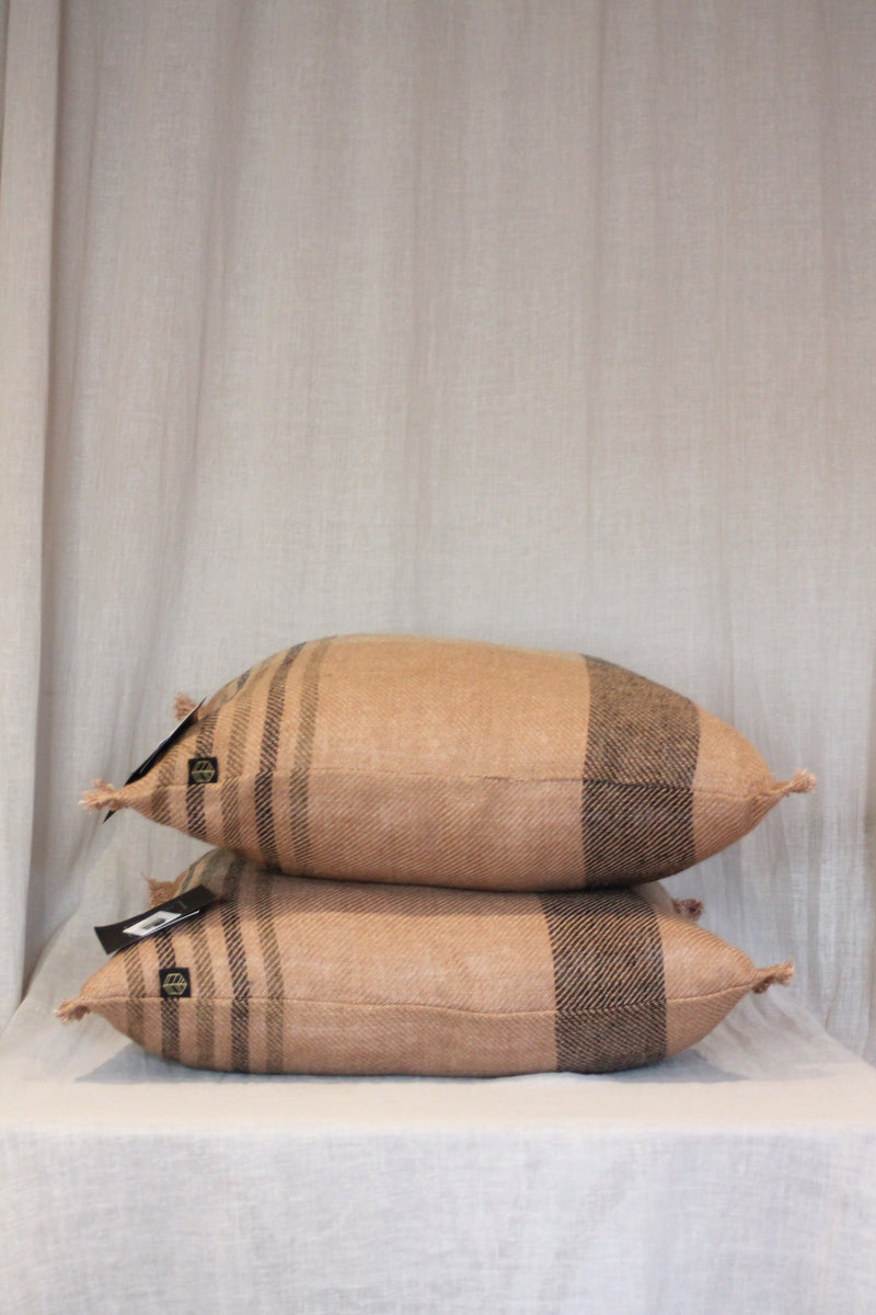 Square Linen Cushion | Cinnamon Check