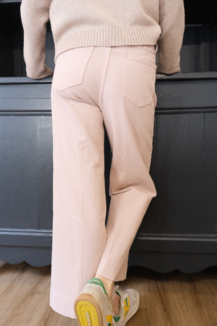Wendy Cropped Wide Leg Jeans | Pale Pink