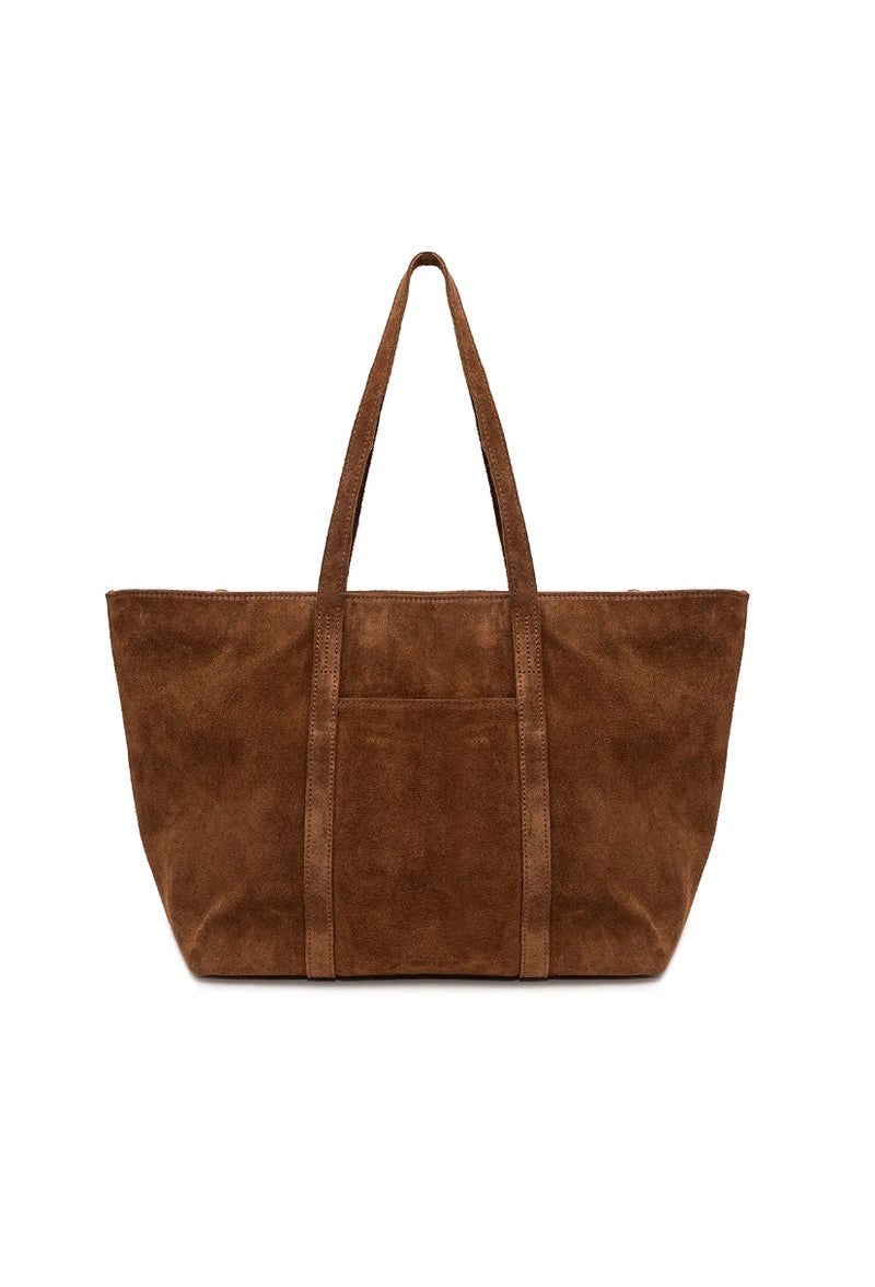 Suede Tote | Tan
