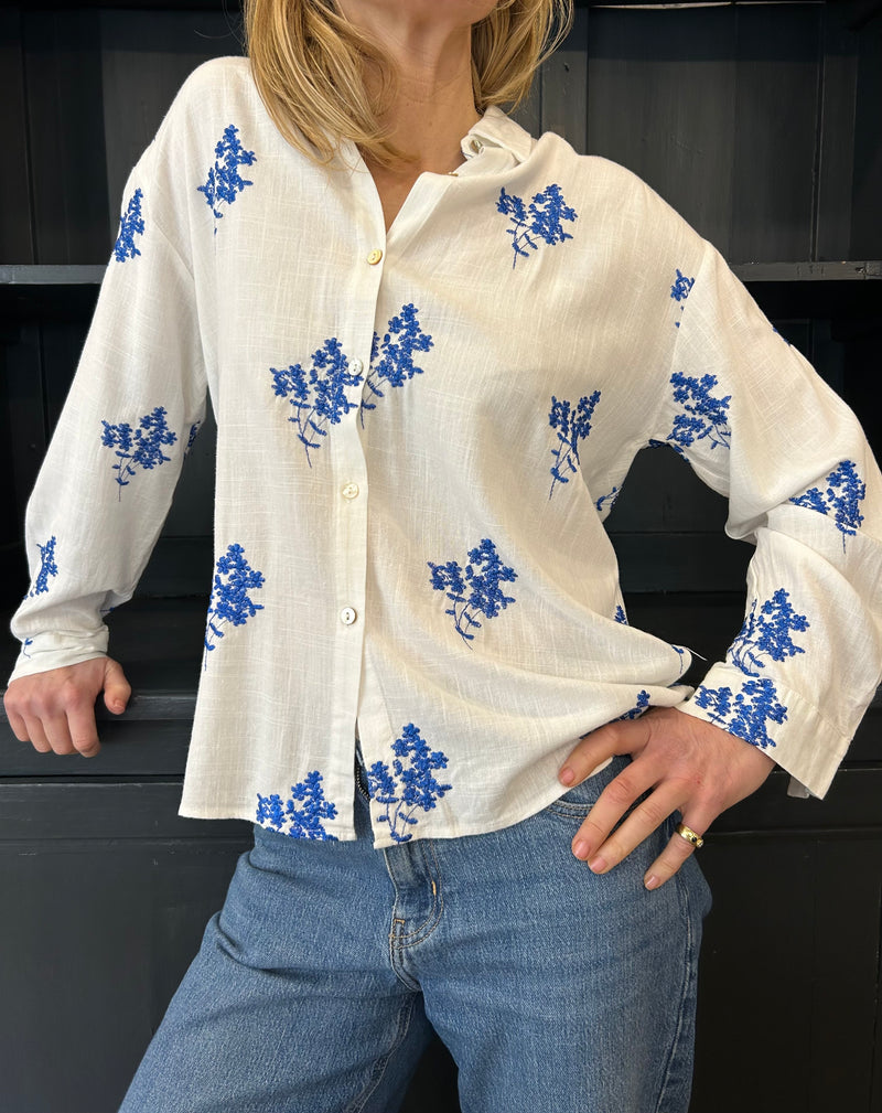 Blossom Shirt | Blue Embroidery
