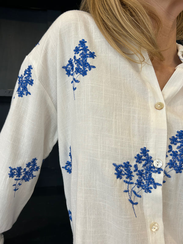 Blossom Shirt | Blue Embroidery