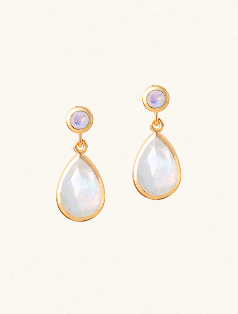 Two Drop Moonstone Earrings