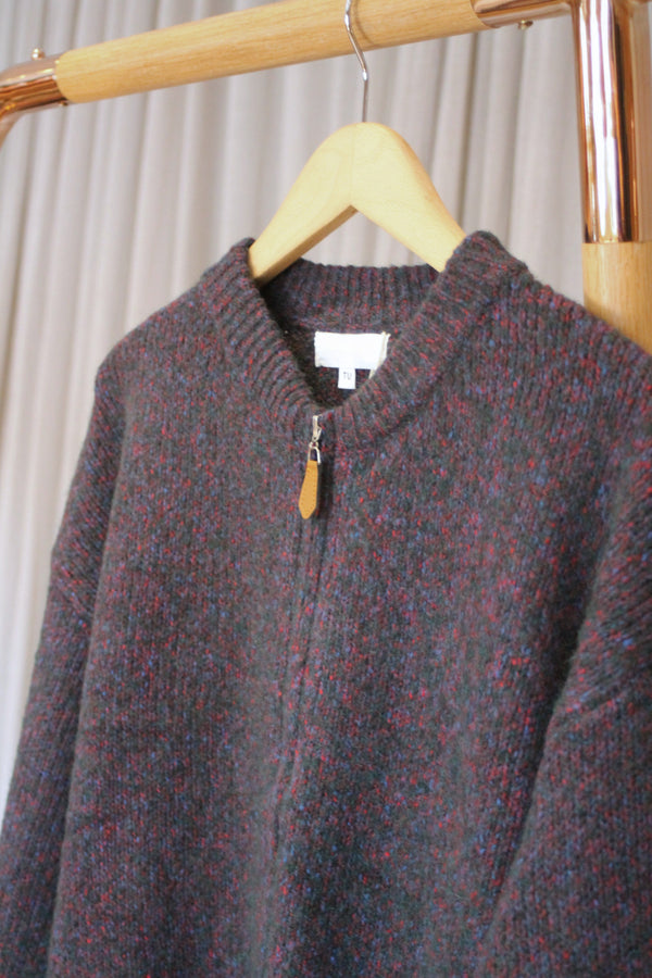 Zip Marl Cardigan | Forest Green