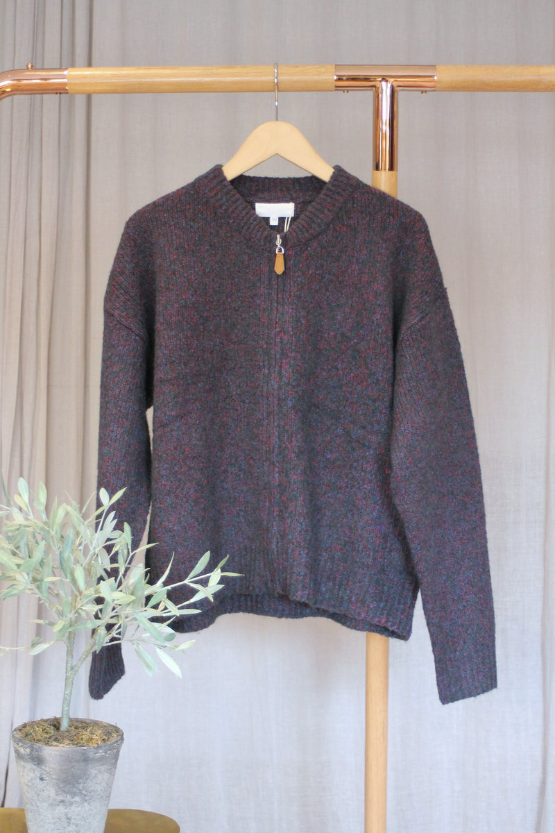 Zip Marl Cardigan | Forest Green