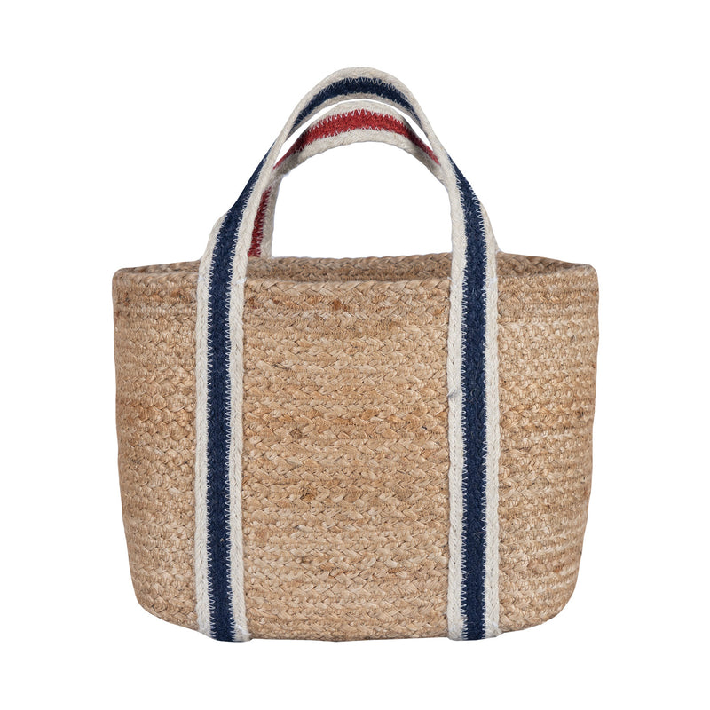 Small Tote Basket | Navy & Red