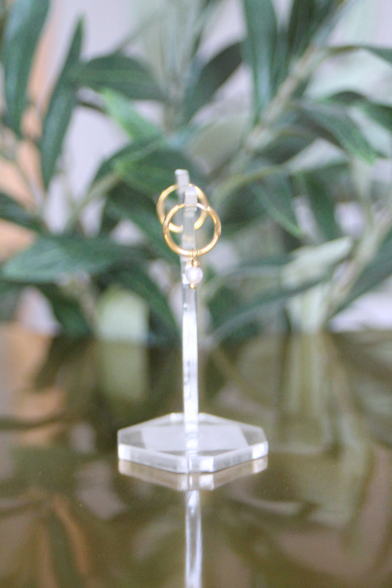 Small Pearl Drop Hoop Earrings