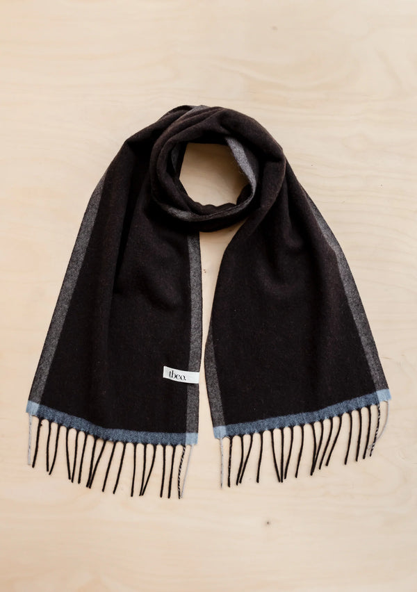 Cashmere & Merino Scarf | Charcoal Contrast Edge