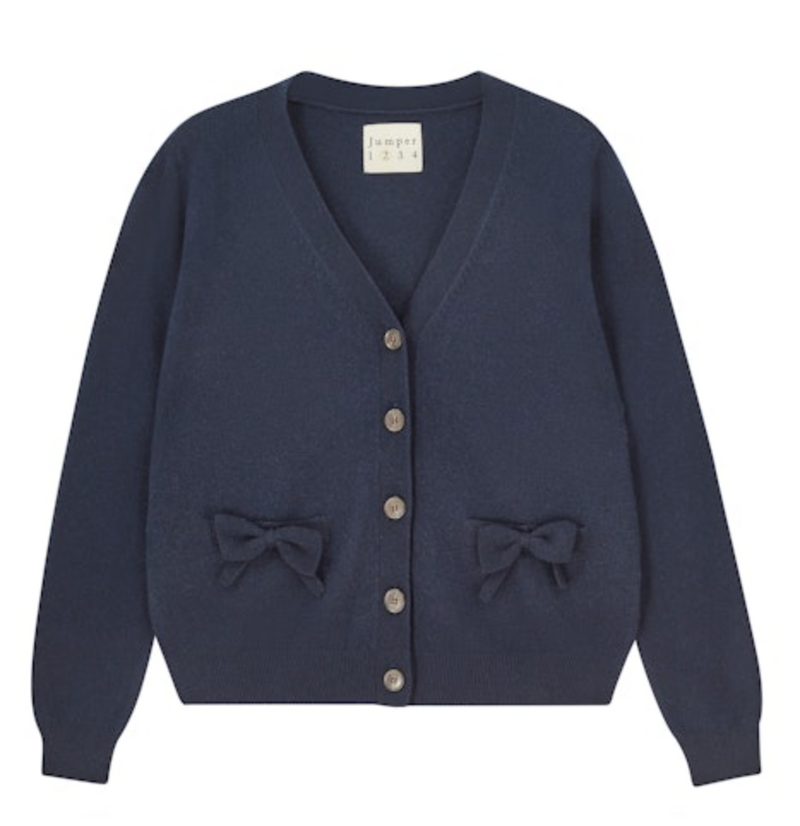 Bow Pocket Cardigan | Navy