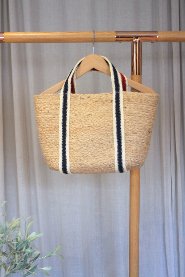 Small Tote Basket | Navy & Red
