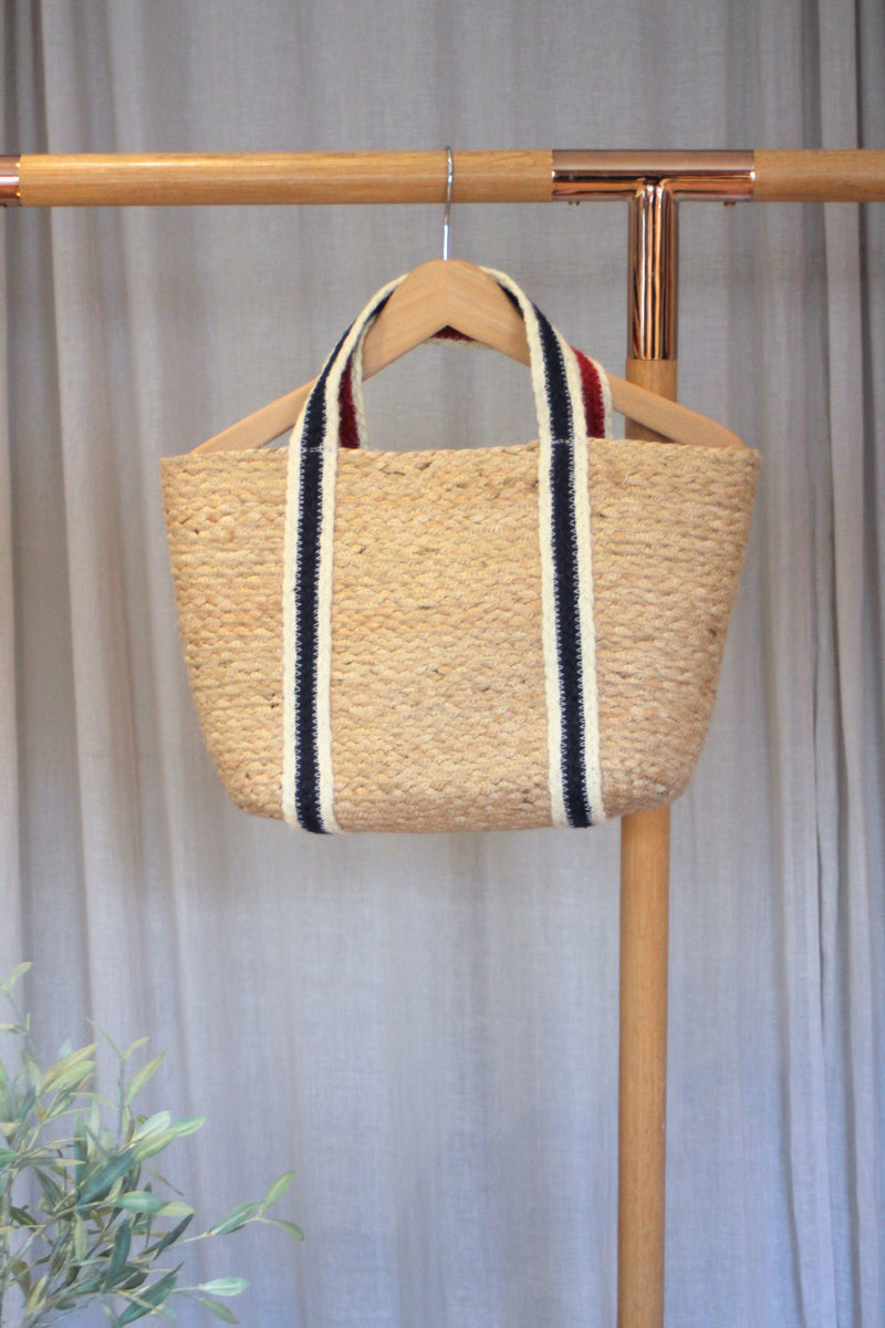 Small Tote Basket | Navy & Red