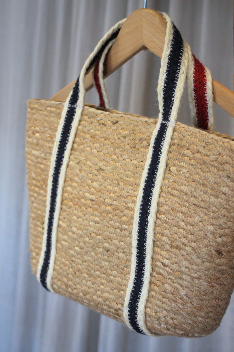 Small Tote Basket | Navy & Red