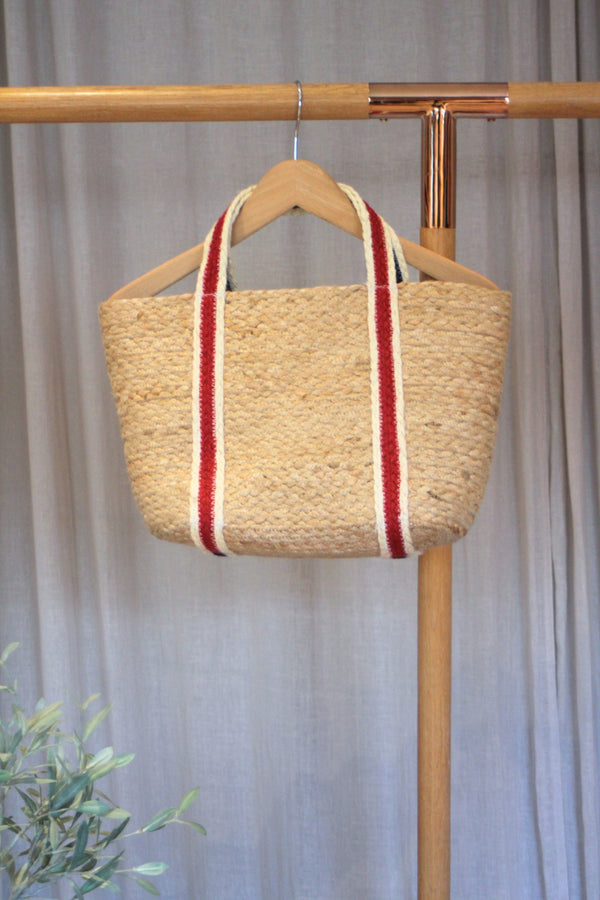 Small Tote Basket | Navy & Red