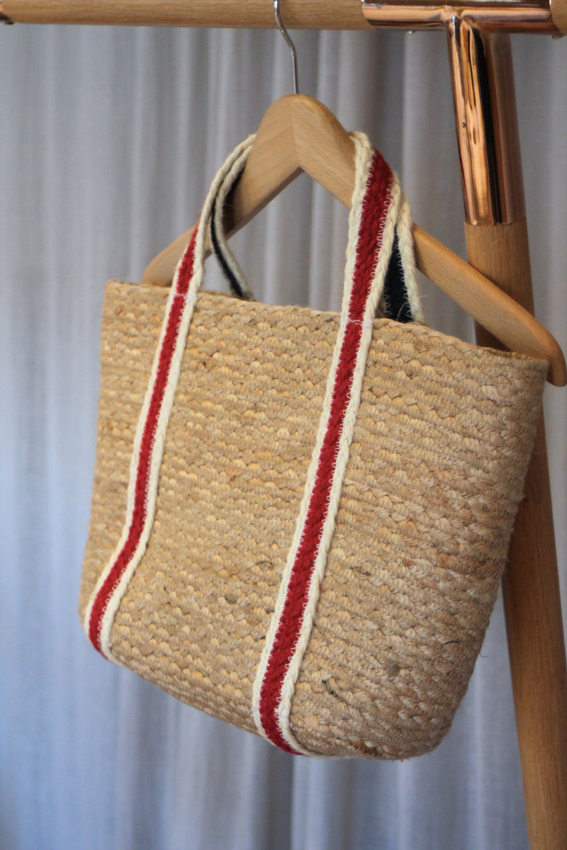 Small Tote Basket | Navy & Red