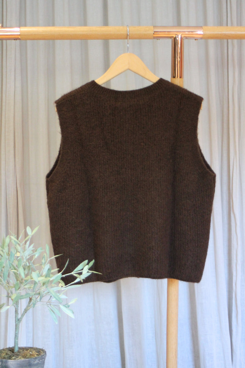 Tara Buttoned Tank | Brown