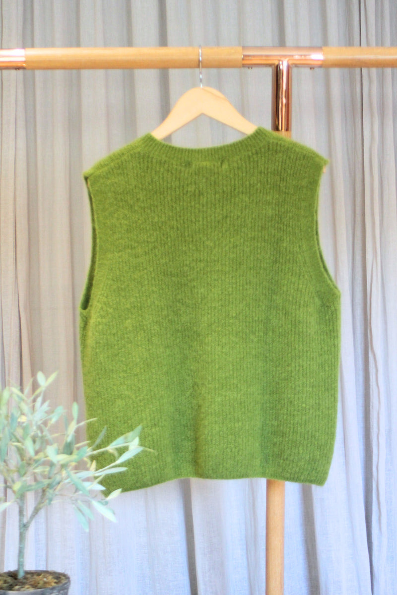 Tara Buttoned Tank | Pea Green