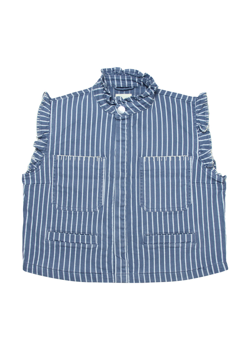 Pablo Waistcoat | Washed Denim Stripe