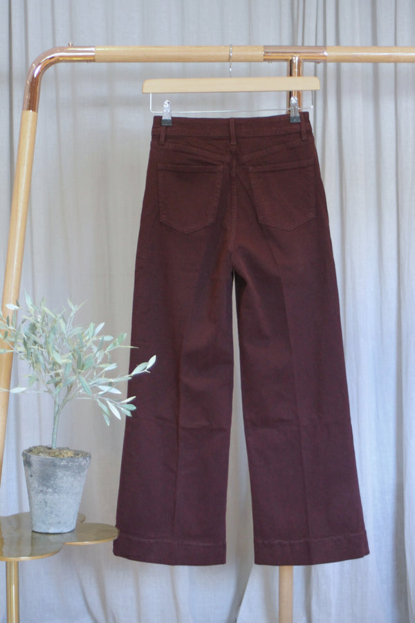 Wendy Cropped Wide Leg Jeans | Burgundy