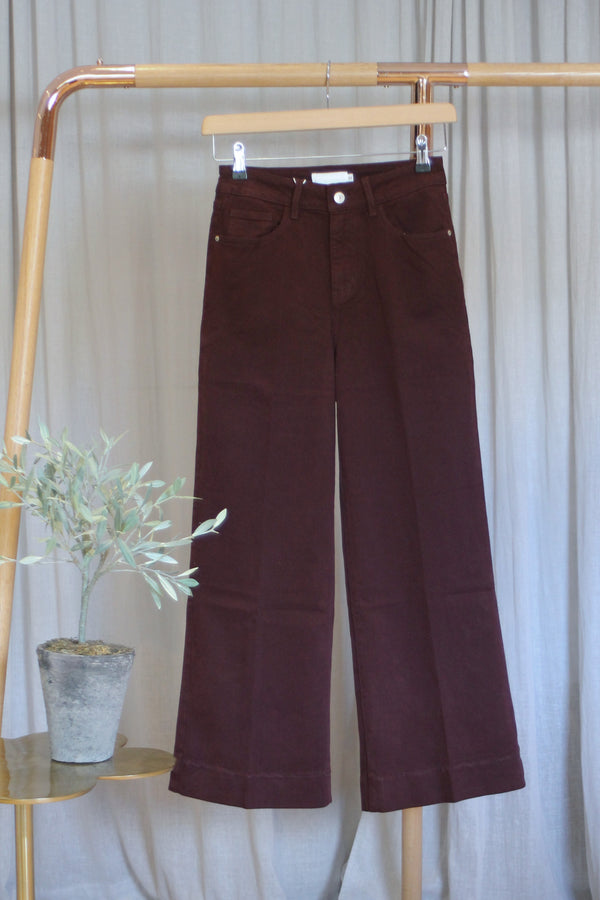 Wendy Cropped Wide Leg Jeans | Burgundy