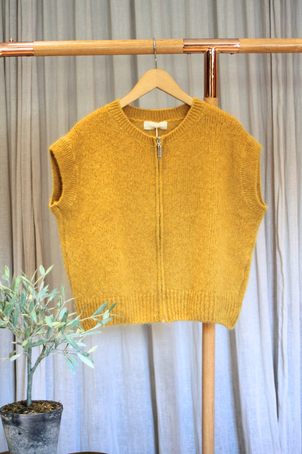 Zip Front Gilet | Ochre