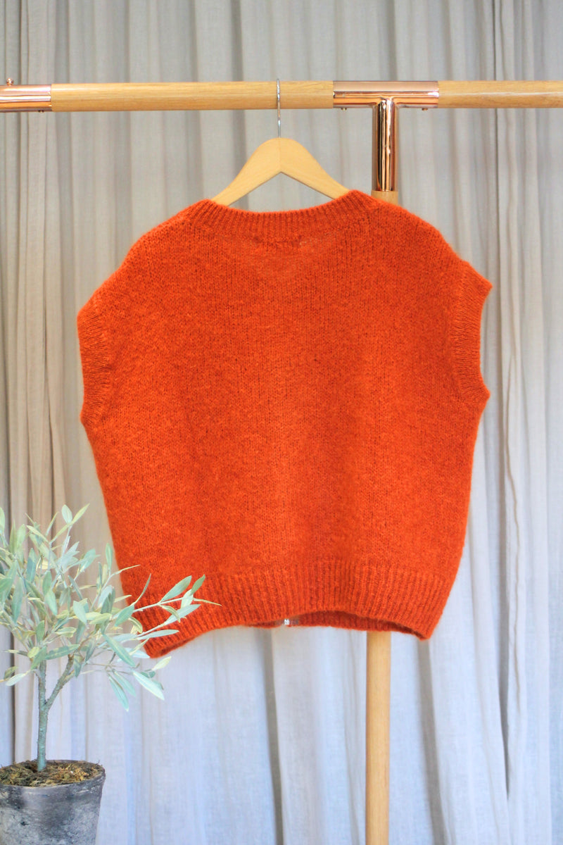 Zip Front Gilet | Rust