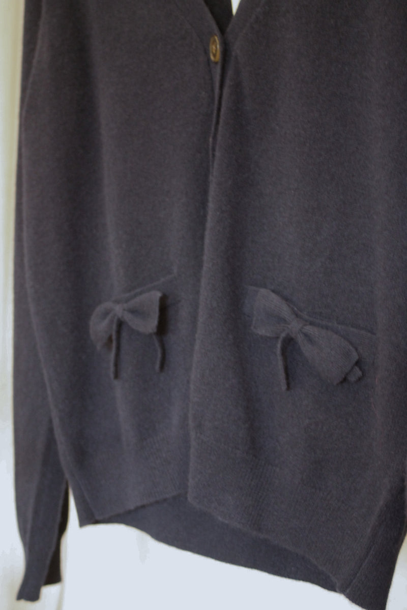 Bow Pocket Cardigan | Navy