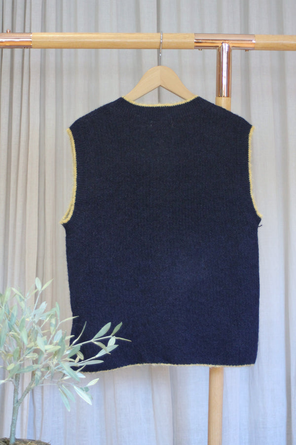 Buttoned Tank | Navy/Yellow