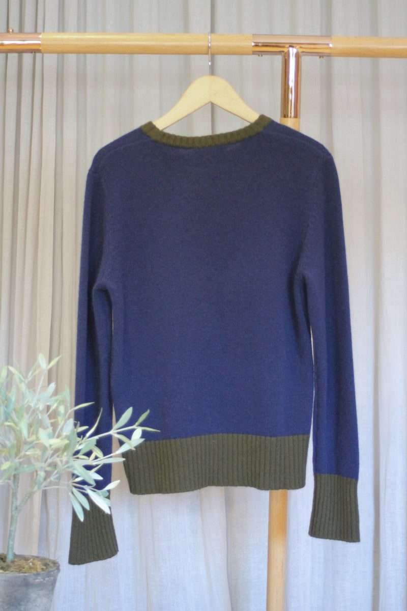 Cashmere Crew | Navy/Forest