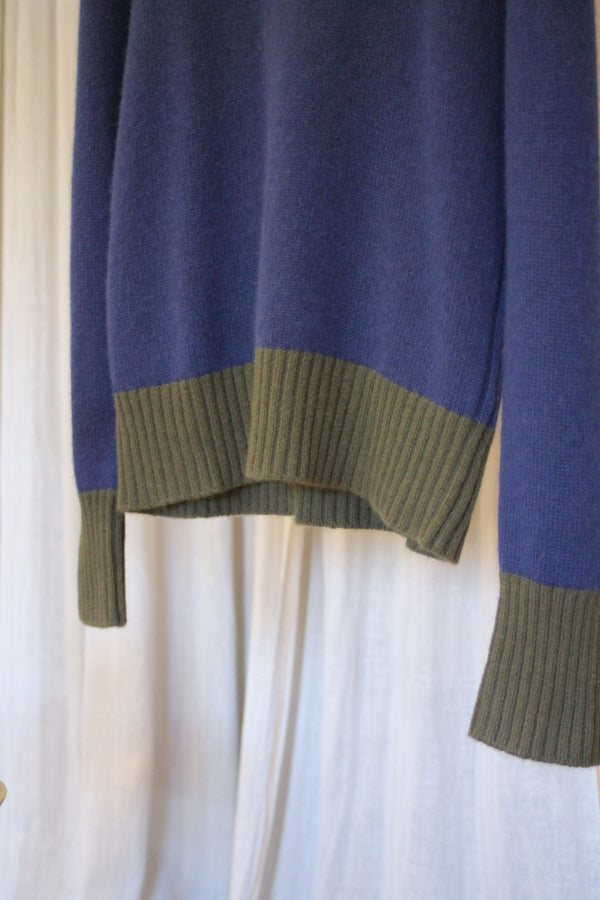 Cashmere Crew | Navy/Forest