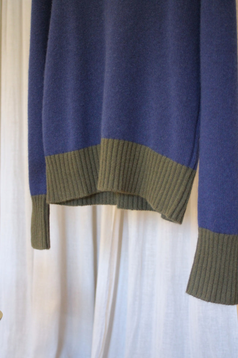 Cashmere Crew | Navy/Forest