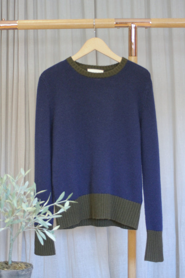 Cashmere Crew | Navy/Forest